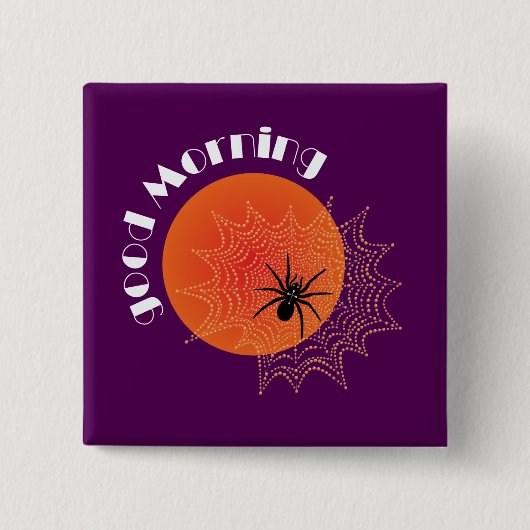 Kreuzspinne im Netz bei Sonnenaufgang Vierkante Button 5,1 Cm (Voorkant)