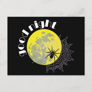 Kreuzspinne im Netz bei Vollmond Briefkaart