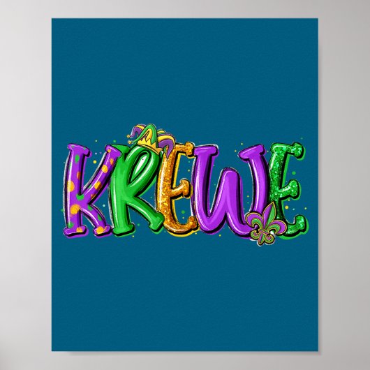 Krewe Fleur De Lis Mardi Gras For Men Women Kids B Poster (Voorkant)