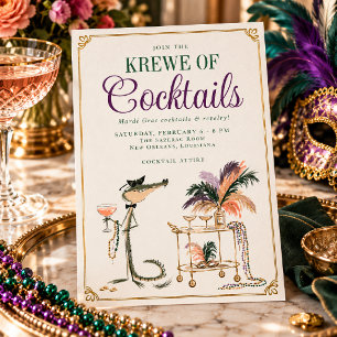 Krewe of Cocktails Mardi Gras-feest Kaart