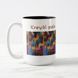 Kreyol Pale, Kreyol Konpran - Haïtiaans Spreekwoor Tweekleurige Koffiemok