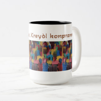 Kreyol Pale, Kreyol Konpran - Haïtiaans spreekwoor Tweekleurige Koffiemok