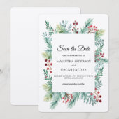 Krfat Winter Blad Frame Groene Beplanting Bewaar D Save The Date (Voorkant / Achterkant)