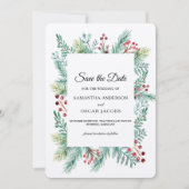 Krfat Winter Leaf Frame Groene Save The Date (Voorkant)