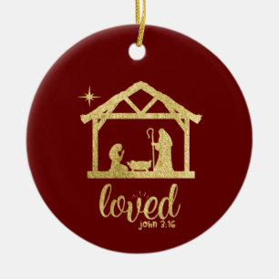 Kribbe Jezus Liefde Christelijk Kerstmis Keramisch Ornament