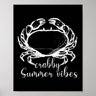 Kribbige zomerse vibraties, lieverd krab, grappig poster