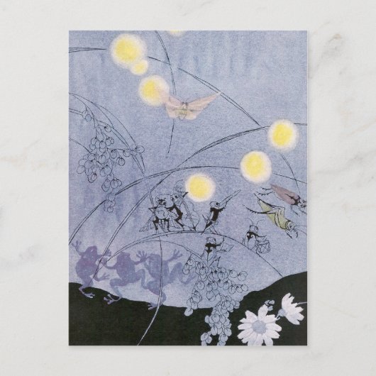 Krickets en kikkers maken nachtmuziek briefkaart (Voorkant)