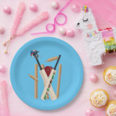 Krickettickets, helm, vleermuizen en kogelvrije ve papieren bordje (Feest)