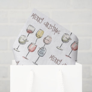 Kriebeldoodle wijnglas patroon Prettig kerstfeest Tissuepapier