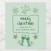 Kriebelschets Golvend Frame Glitter Groen Kerstmis Wijn Etiket (Enkel label)