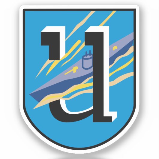 Kriegsmarine 1e U-boot flottilla Emblem Classic R Sticker (Voorkant)