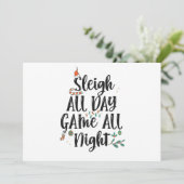 Krij slee de hele dag Game de hele nacht Leuke Ker Kaart (Staand voorkant)