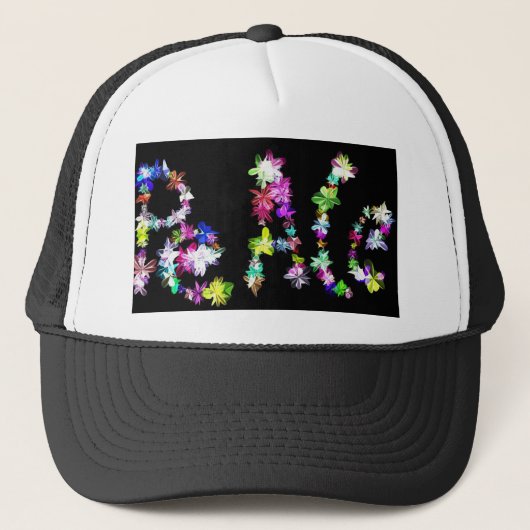 "KRIJDE" in Bloemen Kunstprint Trucker Pet (Voorkant)