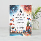 Krijg BBQ Rood Wit Blauw USA Vlag 4th van Juli Par Kaart (Staand voorkant)