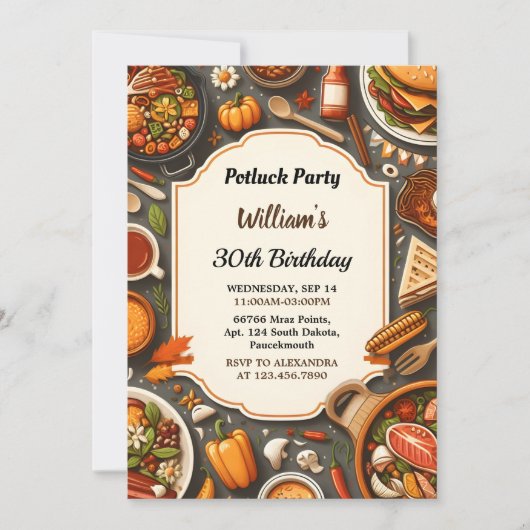 Krijg BBQ Taco Chef Soep Potluck Party 40e Verjaar Kaart (Voorkant)