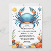 Krijg Beach Ocean Catch Navy Blue Crab Baby shower Kaart (Voorkant)