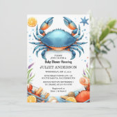Krijg Beach Ocean Catch Navy Blue Crab Baby shower Kaart (Staand voorkant)