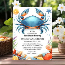 Krijg Beach Ocean Catch Navy Blue Crab Baby shower