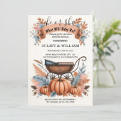 Krijg Boerderij Roze Blauwe Herfst Meisje Pompoen Kaart (Staand voorkant)