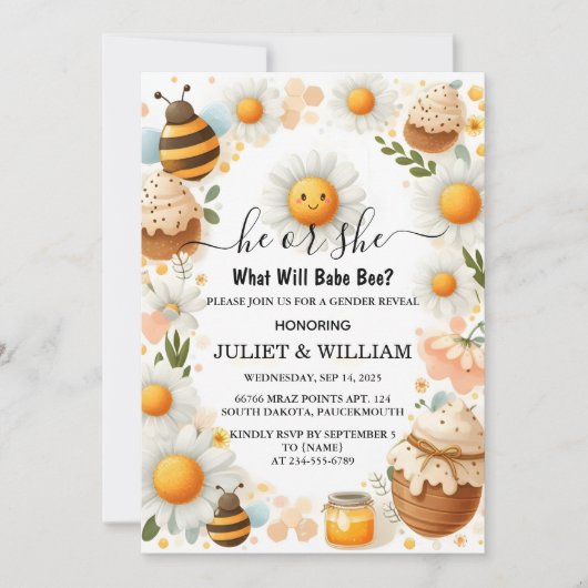 Krijg Bug Daisy Bloom Rustiek Bezige Bij Geslacht  Kaart (Voorkant)