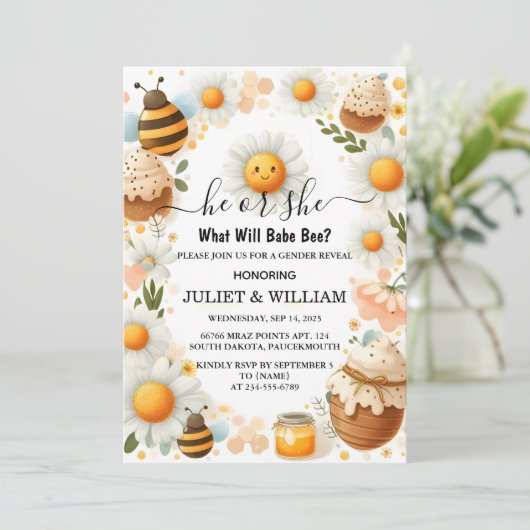 Krijg Bug Daisy Bloom Rustiek Bezige Bij Geslacht  Kaart (Staand voorkant)