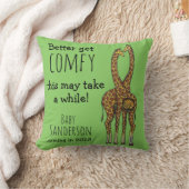 Krijg Comfy Zwanger Giraffe baby aankondiging Kussen (Deken)