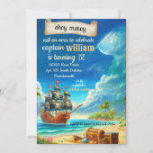 Krijg cool schattig zwembad schip Pirate Verjaarda Kaart (Voorkant)