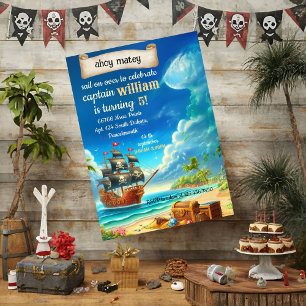 Krijg cool schattig zwembad schip Pirate Verjaarda Kaart