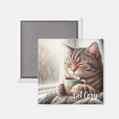 Krijg Cozy Cat Magnet (Voorkant / Achterkant)