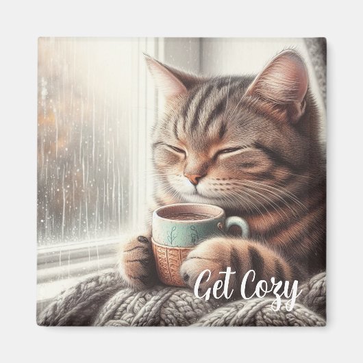 Krijg Cozy Cat Magnet (Voorkant)