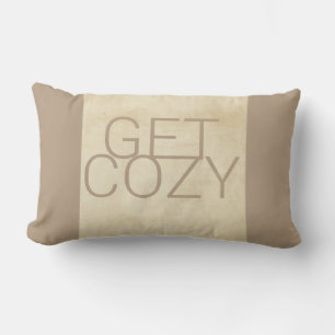 krijg cozy tekst op khaki kleuren warme tonen kussen