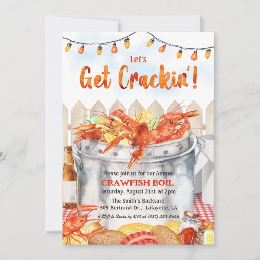Krijg Crackin' Crawfish Boil Invitation Kaart (Voorkant)