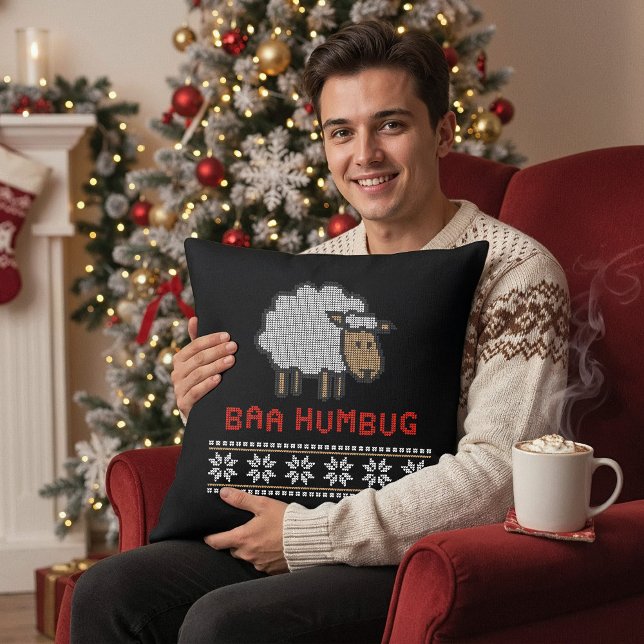 Krijg de baard Kerstschaap Worpkussen Kussen (Creator heeft geüpload)