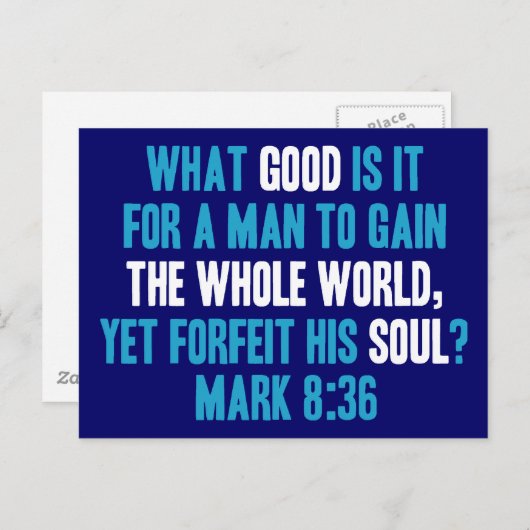 Krijg de hele wereld, maar vergeet zijn ziel. 8 briefkaart (Voorkant / Achterkant)