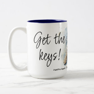 Krijg de sleutels van onroerend goed marketing tweekleurige koffiemok