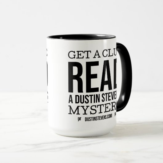 Krijg een aanwijzing, lees een Dustin Stevens myst Mok (Voorkant rechts)