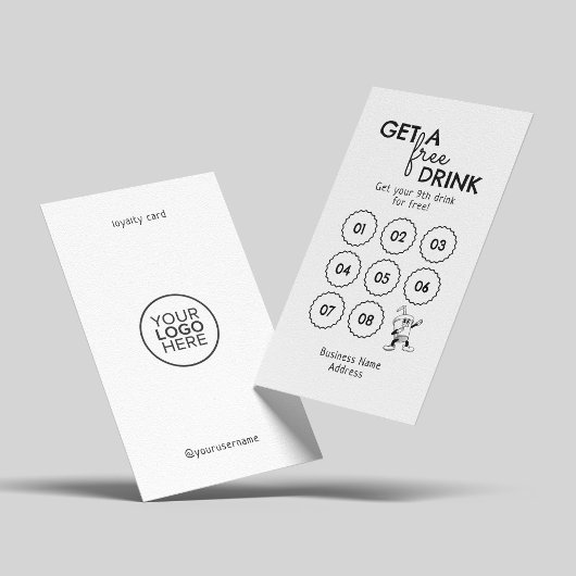 Krijg een gratis Drink Minimal Modern Zwart Wit Klantenkaartje