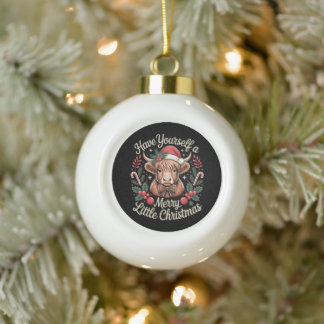Krijg een heel vrolijk Kerstmis Koe Xmas Keramische Bal Ornament