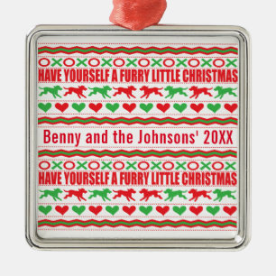 Krijg een knuffelig klein Kerstmis Honden Metalen Ornament