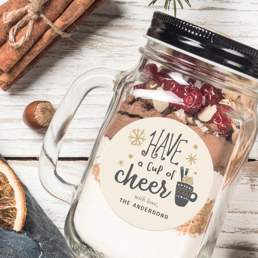 Krijg een kopje cheer Kerst Drink Mix Cadeau Ronde Sticker