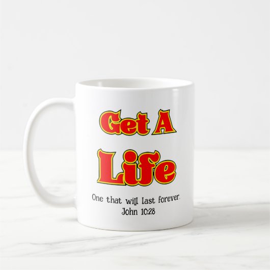 KRIJG EEN LEVEN - Johannes 10:28 Koffiemok (Links)