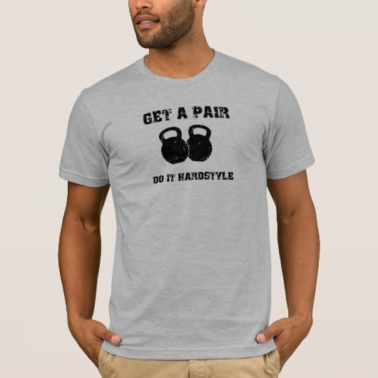KRIJG EEN PAAR (VAN KETTLEBELLS) in zwart T-shirt (Voorkant)