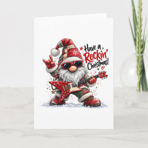 Krijg een Rockin' Kerstmis Gitaar Gnoom Feestdagen Kaart