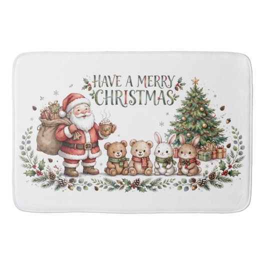 Krijg een vrolijk kerstfeest Kerstman Badmat - Wat (Voorkant)