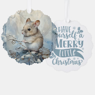 Krijg een vrolijk klein kerstfeest Muis Ornament Kaart