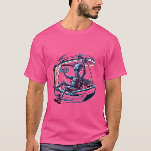 Krijg Fit in Zero Gravity Gravity Grappig Alien Ab T-shirt (Voorkant)