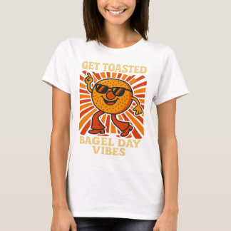 Krijg geroosterde Bagel Day Retro Vibes T-shirt