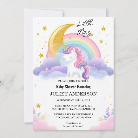 Krijg Glow Space Royal Pony Unicorn Baby Meisje Do Kaart (Voorkant)