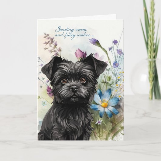 Krijg goed Affenpinscher Hond Wildflower Garden Kaart (Voorkant)