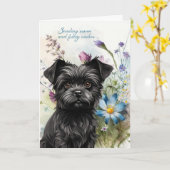 Krijg goed Affenpinscher Hond Wildflower Garden Kaart (Gele Bloem)
